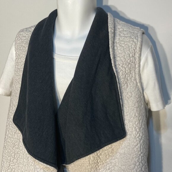 Mossimo SZ L REVERSIBLE Gray sweatshirt or sherpa waterfall vest vintage - Picture 4 of 9